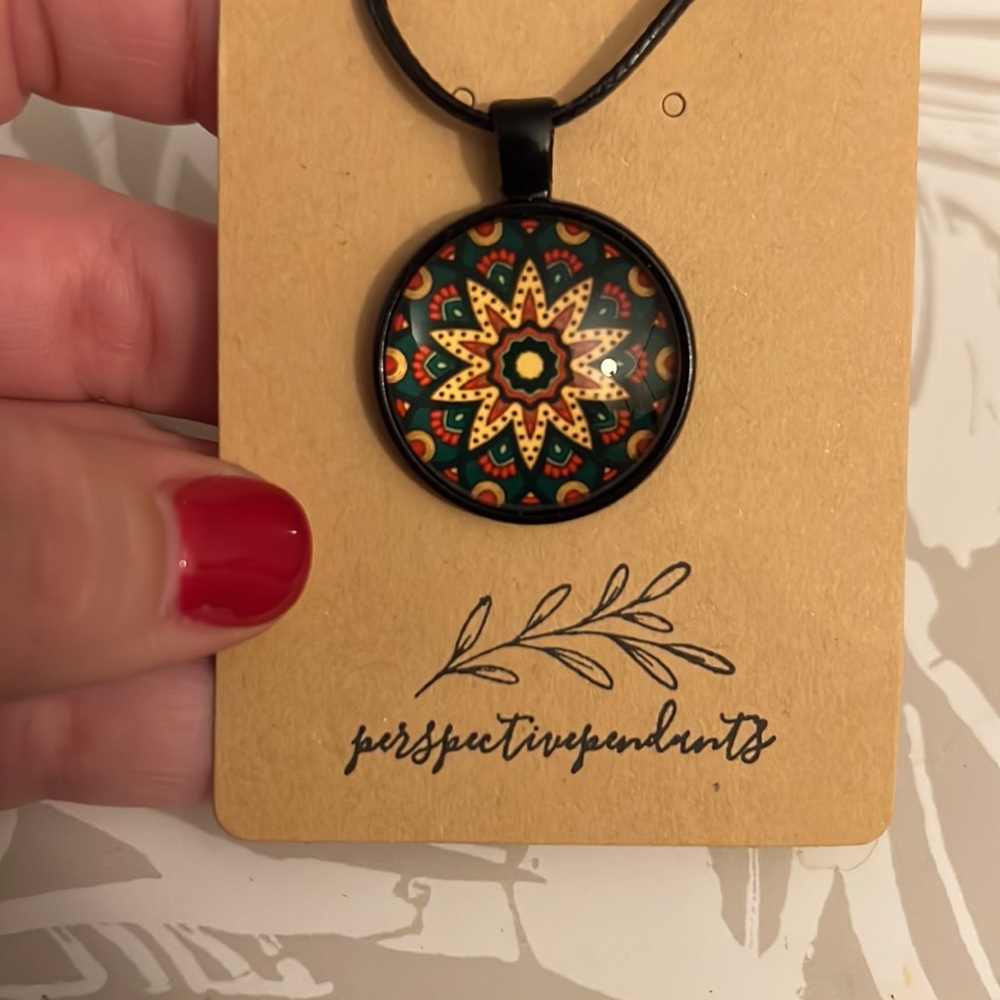 Handmade Mandala Cabochon Pendant Necklace